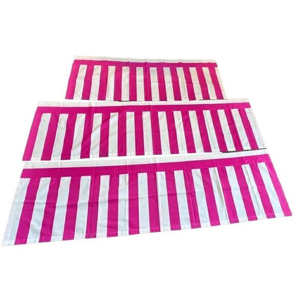 3 Piece Annie Selke Pink White Stripe Valance Set-See Description For Sizes - Picture 1 of 12